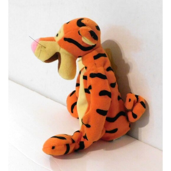 Disney Store Tigger Mini Bean Bag Plush 9" Stripey Fun Orange Yellow - Picture 2 of 8